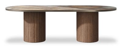 Created by us configuration image showing Golden Ambra top, American Walnut base and Decorative Bronze metal edge