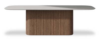 Created by us configuration image showing Mogao White top, American Walnut base