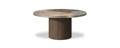 Created by us configuration image showing Golden Ambra top, American Walnut base and Brushed Bronze metal edge
