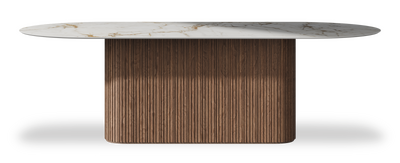 Created by us configuration image showing Calacatta Macchia Vecchia top, American Walnut base