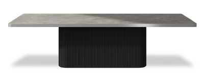 Created by us configuration image showing Fior Di Bosco top, Jet Black base and Brushed Steel metal edge