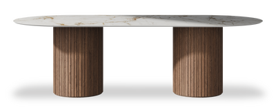 Created by us configuration image showing Calacatta Macchia Vecchia top, American Walnut base