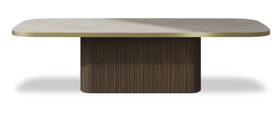 Created by us configuration image showing Ivory Gioiello top, American Walnut base and Brushed Gold metal edge