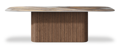 Created by us configuration image showing Golden Ambra top, American Walnut base