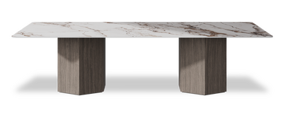 Created by us configuration image showing Calacatta Luxury top, Moro base