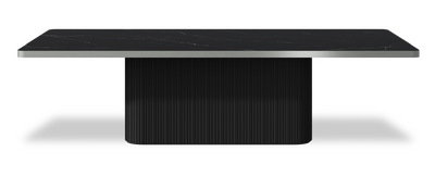 Created by us configuration image showing Dark Marquina top, Jet Black base and Brushed Steel metal edge