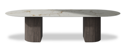 Created by us configuration image showing Calacatta Macchia Vecchia top, Mogano base