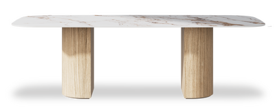 Created by us configuration image showing Calacatta Luxury top, Mulberry base