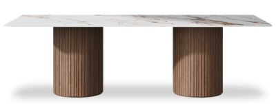 Created by us configuration image showing Calacatta Luxury top, American Walnut base