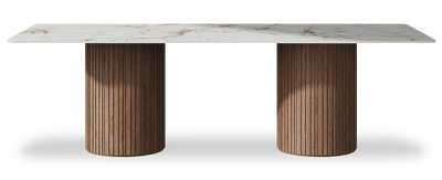 Created by us configuration image showing Calacatta Macchia Vecchia top, American Walnut base