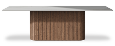 Created by us configuration image showing Calacatta Gold top, American Walnut base