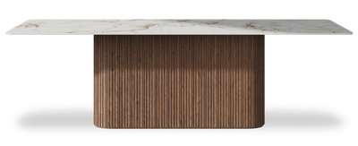 Created by us configuration image showing Calacatta Macchia Vecchia top, American Walnut base