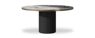 Created by us configuration image showing Laguna Blanca top, Jet Black base and Decorative Bronze metal edge