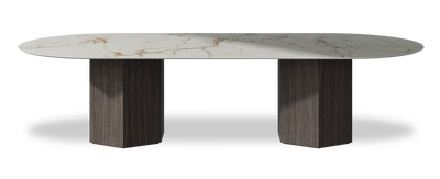 Created by us configuration image showing Calacatta Macchia Vecchia top, Mogano base