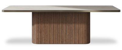 Created by us configuration image showing Ivory Gioiello top, American Walnut base and Decorative Bronze metal edge