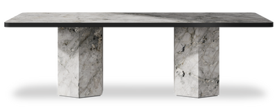 Created by us configuration image showing Laguna Blanca top, Laguna Blanca base and Satin Black metal edge