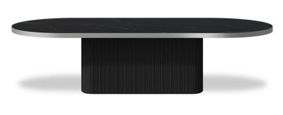 Created by us configuration image showing Dark Marquina top, Jet Black base and Brushed Steel metal edge