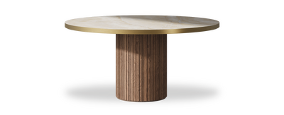 Created by us configuration image showing Ivory Gioiello top, American Walnut base and Brushed Gold metal edge
