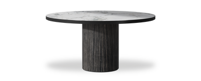 Created by us configuration image showing Arabescato top, Cobolo base and Satin Black metal edge