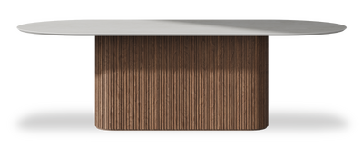 Created by us configuration image showing Mogao White top, American Walnut base