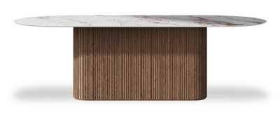 Created by us configuration image showing Calacatta Luxury top, American Walnut base