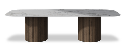 Created by us configuration image showing Arabescato top, American Walnut base
