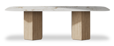 Created by us configuration image showing Calacatta Macchia Vecchia top, Mulberry base