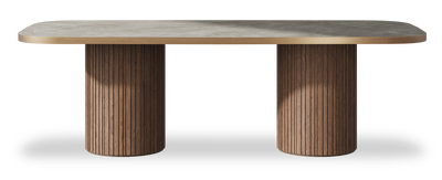 Created by us configuration image showing Fior Di Bosco top, American Walnut base and Brushed Bronze metal edge