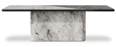 Created by us configuration image showing Laguna Blanca top, Laguna Blanca base and Satin Black metal edge