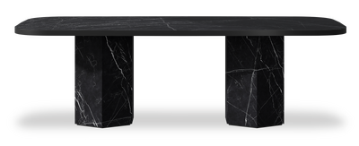 Created by us configuration image showing Dark Marquina top, Dark Marquina base and Satin Black metal edge