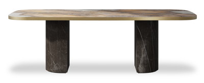 Created by us configuration image showing Golden Ambra top, Pietra Grey base and Brushed Gold metal edge