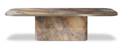 Created by us configuration image showing Golden Ambra top, Golden Ambra base and Brushed Bronze metal edge