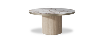 Created by us configuration image showing Calacatta Luxury top, Mulberry base and Brushed Bronze metal edge