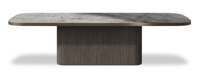 Created by us configuration image showing Laguna Blanca top, Mogano base and Decorative Bronze metal edge