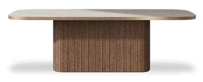 Created by us configuration image showing Ivory Gioiello top, American Walnut base and Brushed Bronze metal edge