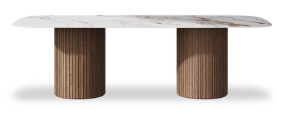 Created by us configuration image showing Calacatta Luxury top, American Walnut base