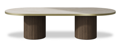 Created by us configuration image showing Ivory Gioiello top, American Walnut base and Brushed Gold metal edge