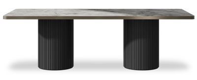 Created by us configuration image showing Laguna Blanca top, Jet Black base and Decorative Bronze metal edge