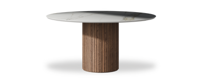 Created by us configuration image showing Calacatta Gold top, American Walnut base