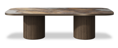 Created by us configuration image showing Golden Ambra top, American Walnut base and Decorative Bronze metal edge