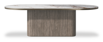 Created by us configuration image showing Calacatta Luxury top, Moro base and Decorative Bronze metal edge
