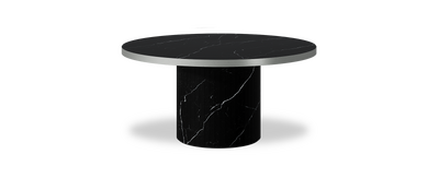 Created by us configuration image showing Dark Marquina top, Dark Marquina base and Brushed Steel metal edge