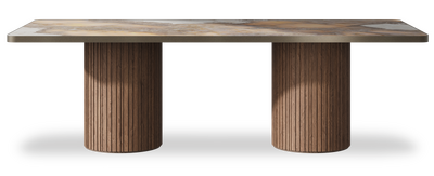 Created by us configuration image showing Golden Ambra top, American Walnut base and Decorative Bronze metal edge