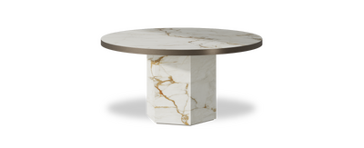 Created by us configuration image showing Calacatta Macchia Vecchia top, Calacatta Macchia Vecchia base and Decorative Bronze metal edge