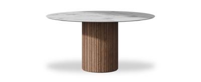 Created by us configuration image showing Arabescato top, American Walnut base