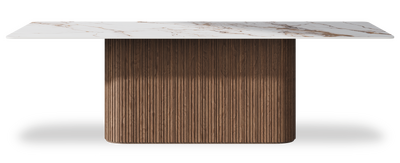Created by us configuration image showing Calacatta Luxury top, American Walnut base