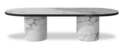 Created by us configuration image showing Arabescato top, Arabescato base and Satin Black metal edge