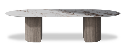 Created by us configuration image showing Calacatta Luxury top, Moro base