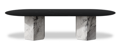 Created by us configuration image showing Dark Marquina top, Michelangelo Bianco base