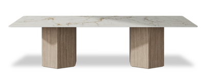 Created by us configuration image showing Calacatta Macchia Vecchia top, Mulberry base